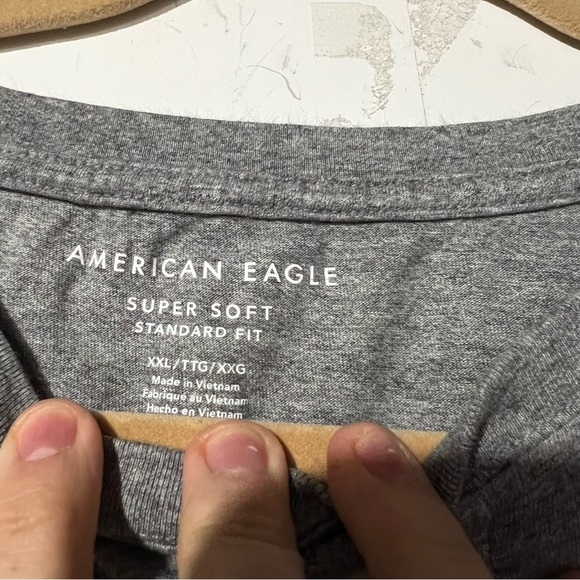American Eagle Henley Tee Short Sleeve Super Soft Gray Size XXL - Picture 3 of 5